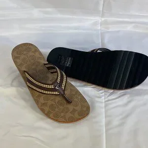 Coach | Shoes | Coach Mens Webbing Flip Flop Size 8 Tan  display picture 3